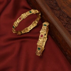 Sadru Lakshmi Square Kemp Stone Bangle (Set Of 2)