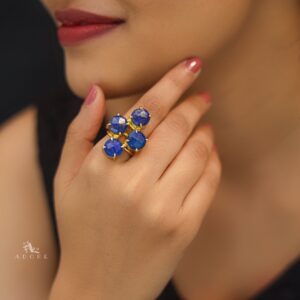 Jules Golden 3 Layer Tetra Glossy Stone Ring