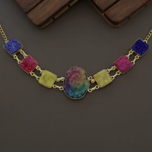 Lavani Solar Agate + Druzy Choker / Short Neckpiece