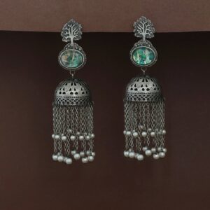 Jaisnavi Tree Glossy Pearl Hanging Jhumka