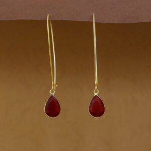 Charmi Drop Glossy Stone Lock Hoop Earring