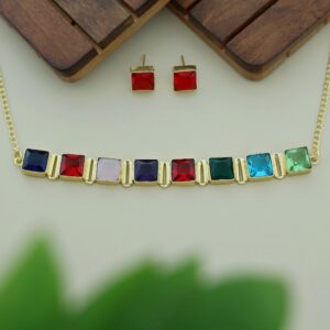 Volga Eighten Glossy Square Choker With Stud