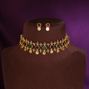 Jyotirmayee Mini Kashi Octagon Enamel Choker With Earring