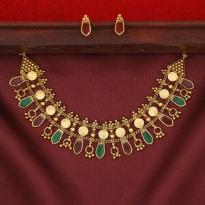Bhamini Mini Kashi Enamel Choker With Earring