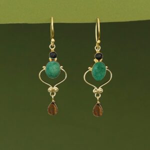 Kalpita Oval Glossy & Druzy Raw Stone Drop