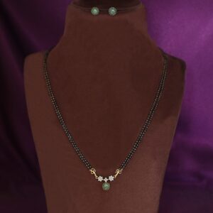 Dayanita Tri Flower AD Stone Circle Mangalsutra With Stud