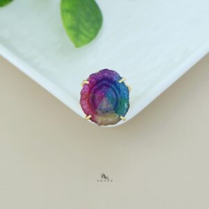 2 Layer Rainbow Agate Ring
