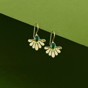 Rimina Golden Half Flower Glossy Stone Drop