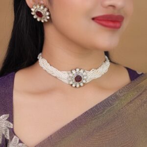 Janhvee Flower Choker With Earring