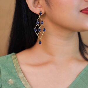 Lena Golden Drop Glossy Stone Earring