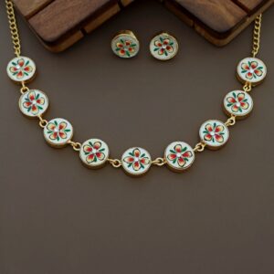 Circle MOP Hand Painted Choker With Stud