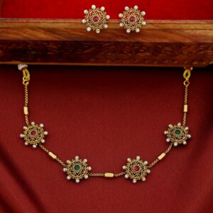 Rudvika Pearl Floral Maheera Choker with Stud