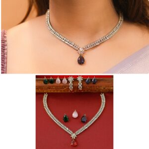 Premium Daya Interchangeable Short AD Neckpiece With Earring