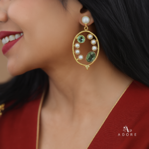 Amani Golden Twisted Dual Glossy Pearl Earring