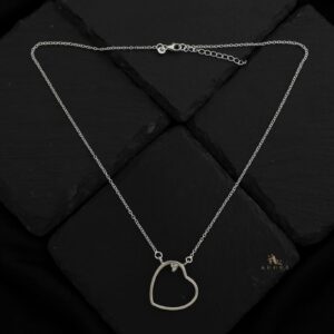 Silver Dual Heart Neckpiece - 925 Sterling Silver