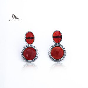 Silver Oval And Round Glossy Earring