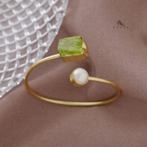 Libra Dyed & Raw Stone + Pearl Bangle