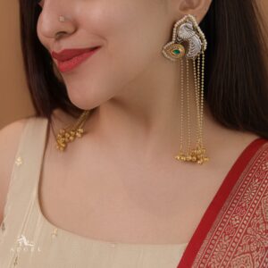 Mayura Pearl Hanging Ghungroo Kashmiri Earring