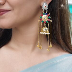Vasudha Dual Tone Ghunguroo Kashmiri Pearl Jhumka