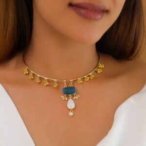 Golden Ghungroo Glossy Pearl Neck Cuff