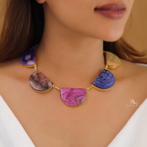 Cecilia Half Circle 5 Agate Short Neckpiece