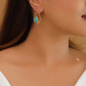 Shaniya Golden Natural Stone Drop Earring