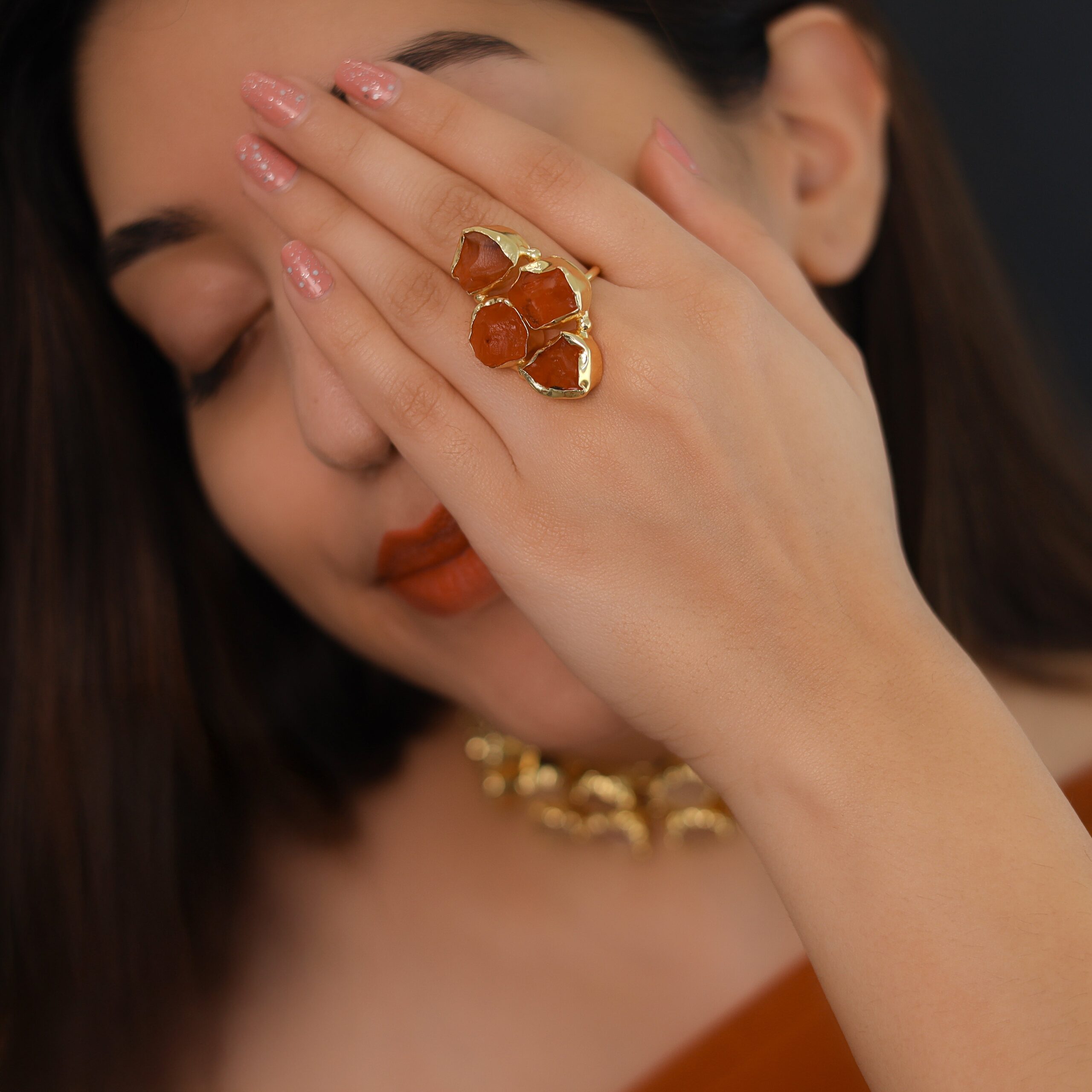 4 Raw Stone Ring (Adjustable) - Image 2