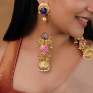 Babina Golden Hanging Ghungroo Kashmiri Jhumka