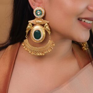 Aastha Golden Dual Bird Ghungroo Kashmiri Earring