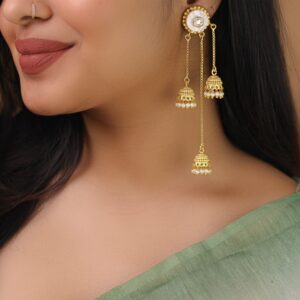 Agnayi Circle MOP Hanging Tri Jhumka Kashmiri Earring