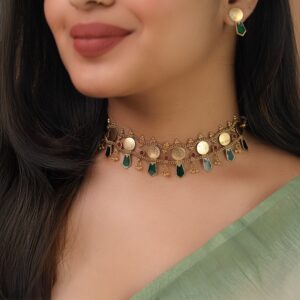 Sridha 2 Layer Kashi Palakka Enamel Choker With Earring