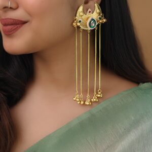 Rupinder 5 Hanging Ghungroo Half Moon Earring