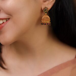 Abheri Lotus Beaded Jhumka