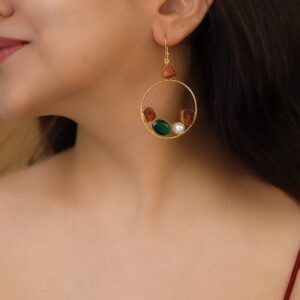 Savya Raw Stone Circle Pearl Glossy Drop