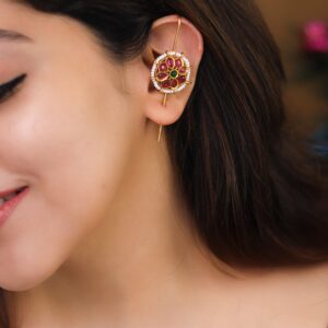 Devamati Circle Flower Pearl Ear-Cuff (Set Of 2)