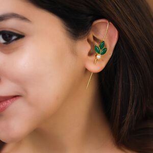 Madhukasa Tri Leaf Pearl Ear-Cuff (Set Of 2)