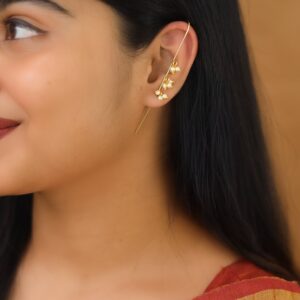 Medhani Golden Tri Pearl Ear-Cuff (Set Of 2)