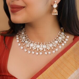 Premium Adinika Kundan Pearl Neckpiece With Earring