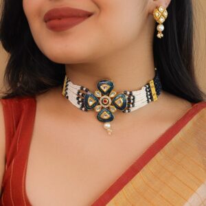 Elvida Kundan Choker With Earring