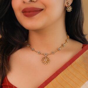 Mithrayana Short AD Neckpiece With Earring