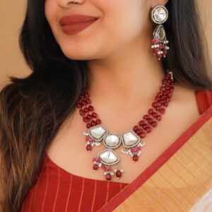 Dhanvi Polki Kundan Neckpiece With Earring