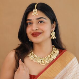 Premium Darpita Kundan Neckpiece With Earring + Tikka