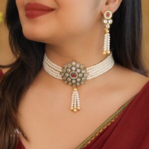 Agasthya Onyx Kundan Choker With Earring