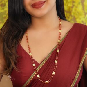 Charita Golden Square 2 Layer Beaded Long Neckpiece