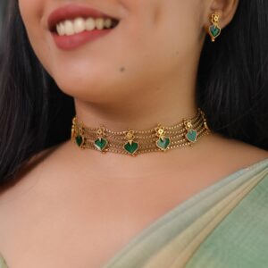 Aditha 5 Layer Palakka Choker With Earring