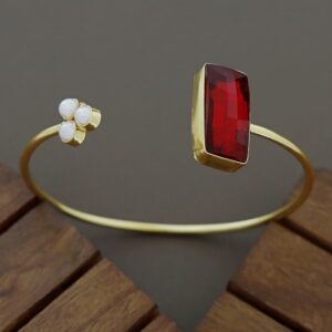 Tri Pearl Rectangle Magic Glossy Stone Bangle