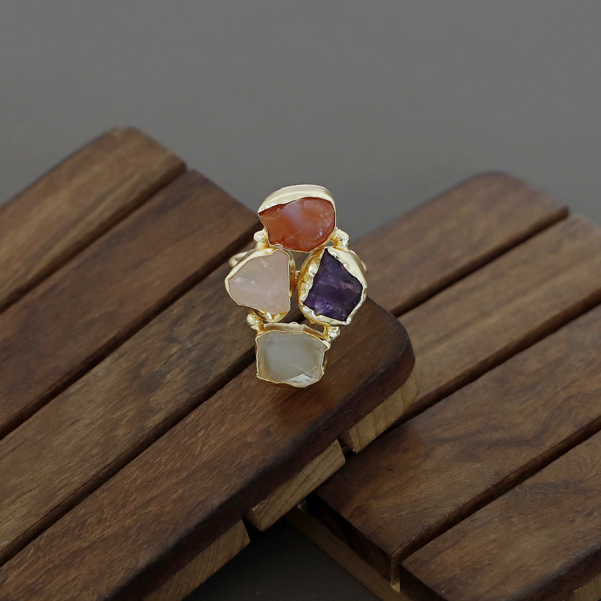 4 Raw Stone Ring (Adjustable) - Image 9