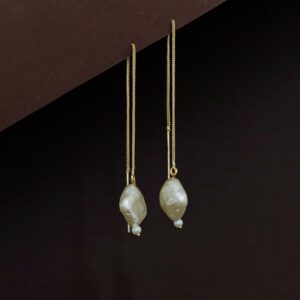 Baroque Pearl Needle and Thread Earring
