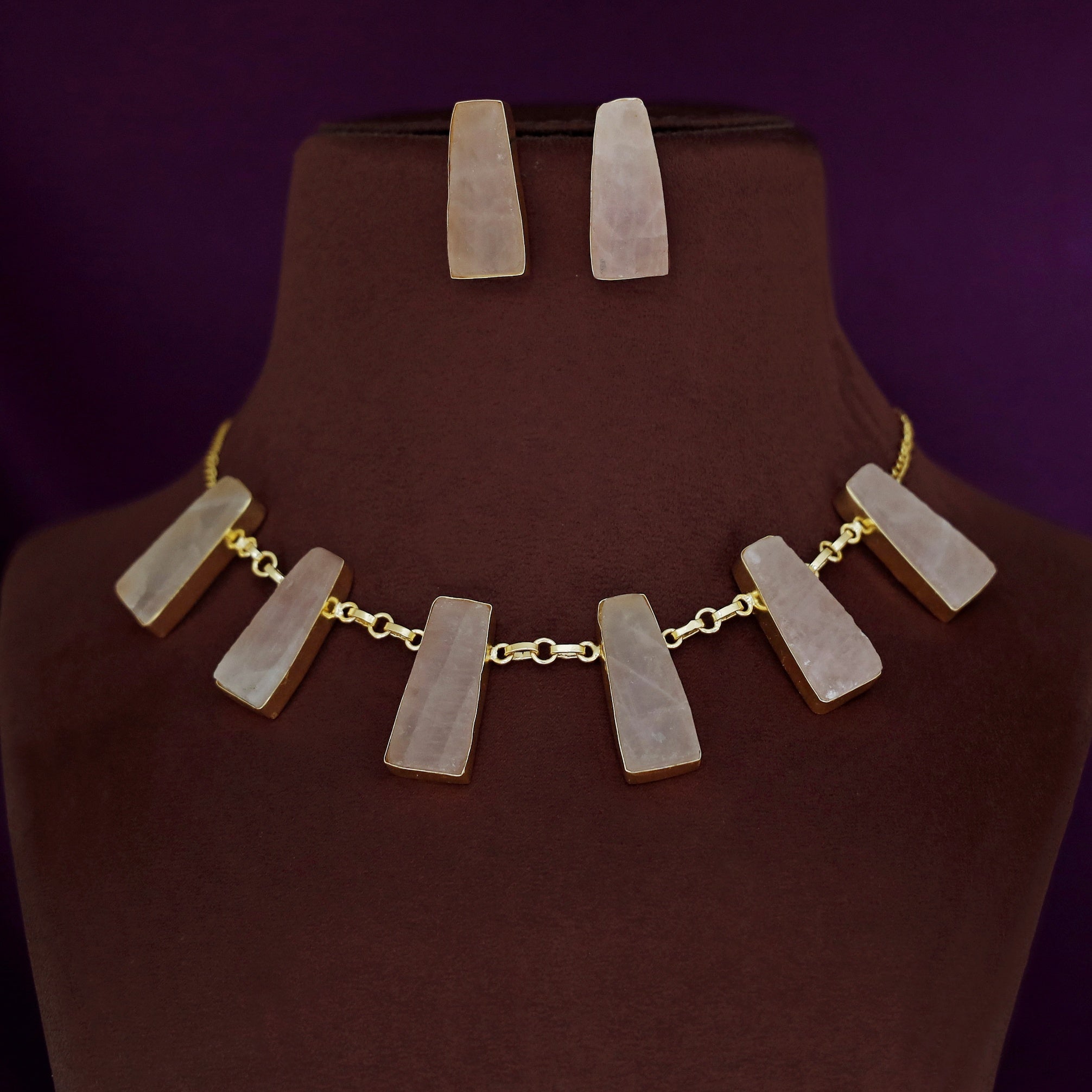 Seraphina 6 Raw Stone Neckpiece With Earring - Image 2