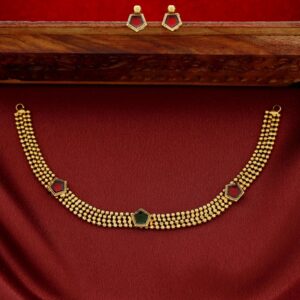 Nihari Golden Ball Enamel 3 Pentagon Choker With Stud